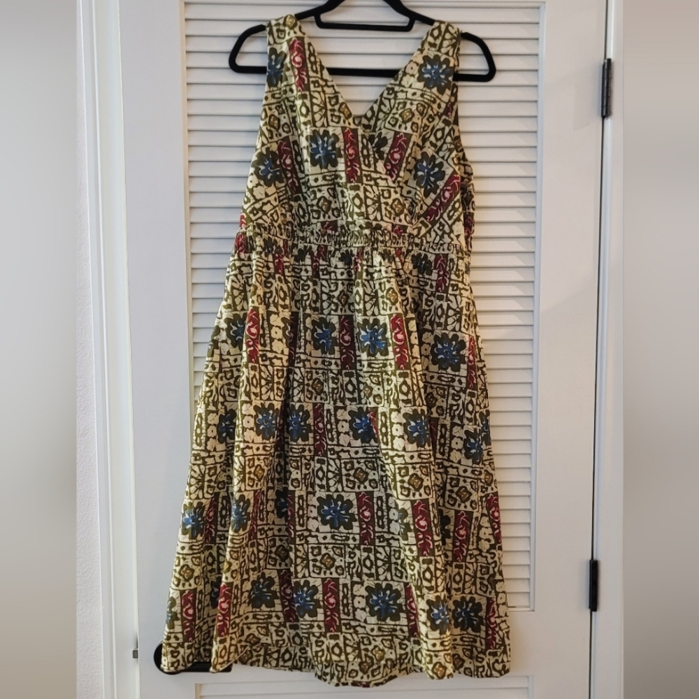 Avenue - (Plus-Size) Multi-Coloured Patterned 100% Cotton Lightweight Dress